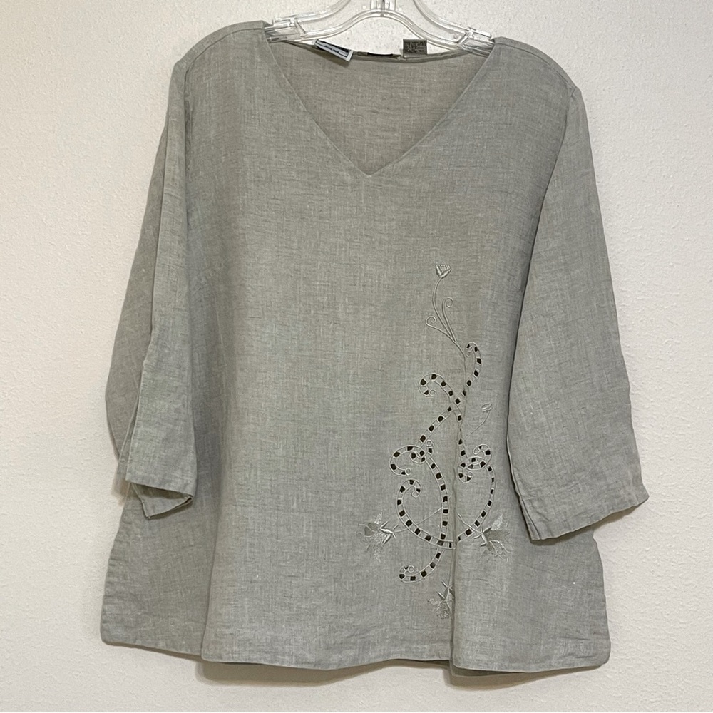 Irish linen tunic, embroidered, Richard Malcom